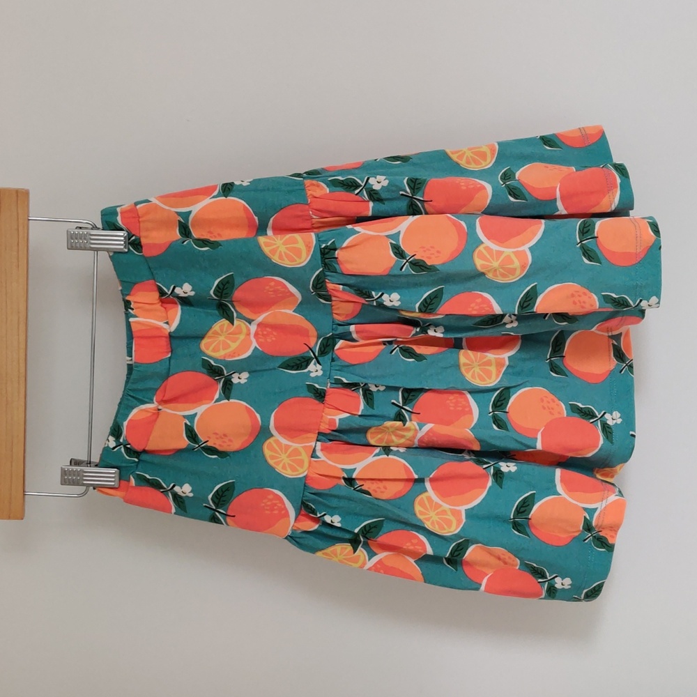 Mini Boden, size 7/8 blue skirt with oranges